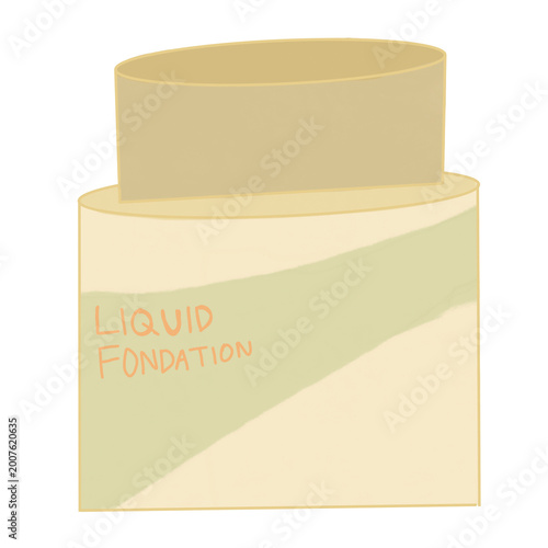 green png illustration of a liquid fondation make up and skincare packaging 