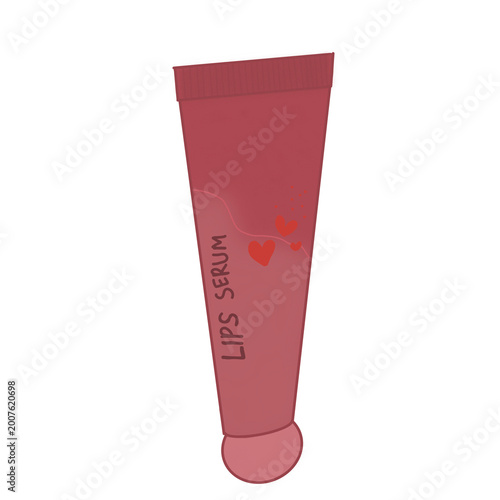 red and pink png illustration of a lip serum cosmetic and skincare packaging 