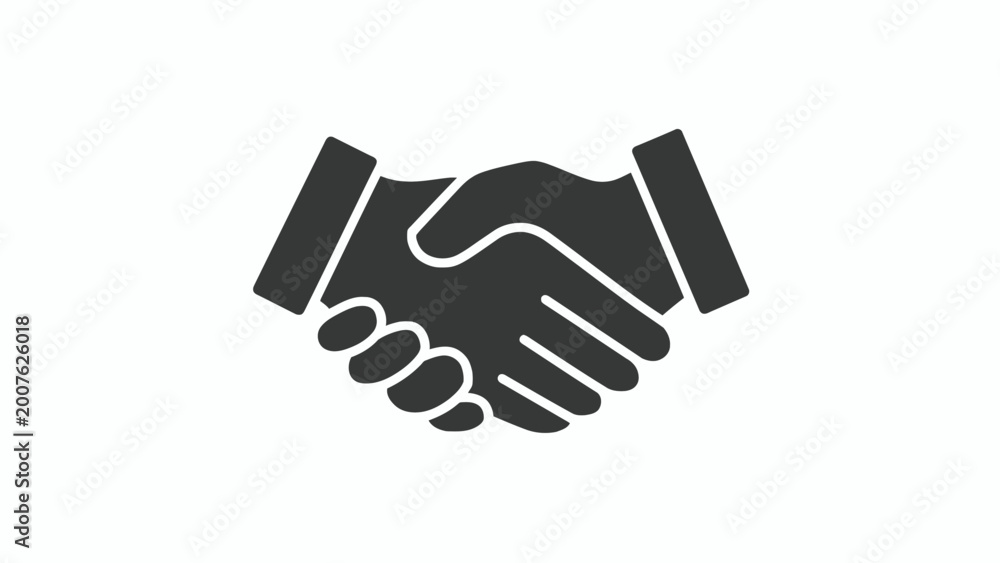 Obraz premium Successful Agreement Partnership Handshake Symbol - Flat Vector Icon