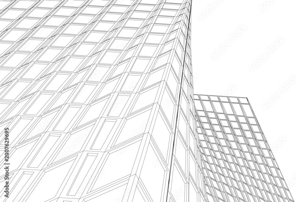 Fototapeta premium Modern architecture. Building concept sketch.