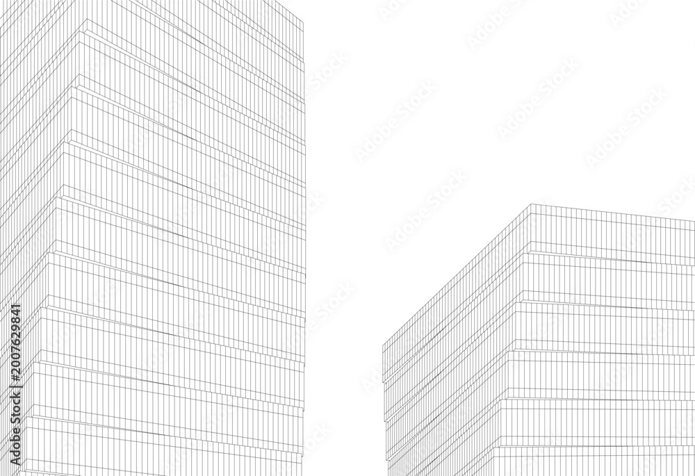 Fototapeta premium Modern architecture. Building concept sketch.