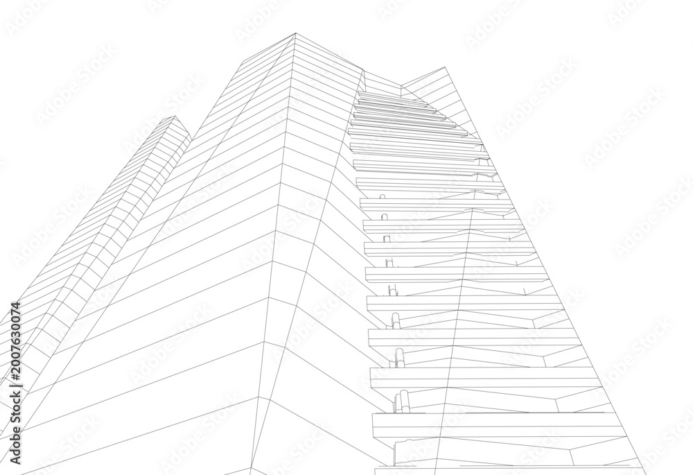 Fototapeta premium Modern architecture. Building concept sketch.