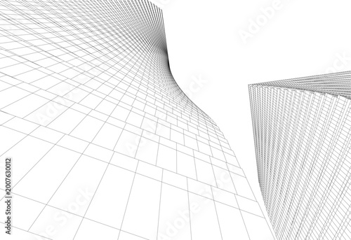 Modern architecture. Building concept sketch.