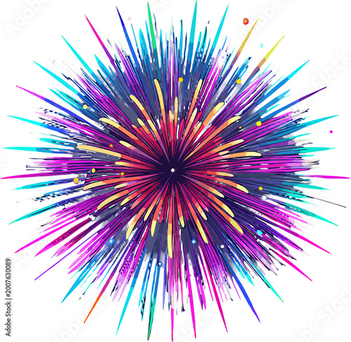 Colorful Fireworks Explosion Isolated on Black and Transparent Background – Vibrant Celebration Burst