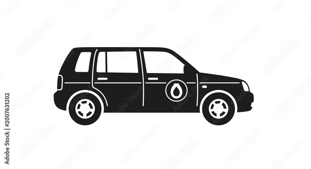 Obraz premium Black Vector Icon of an SUV for Oil Change and Maintenance