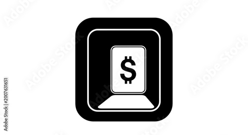 Black and white dollar sign icon vector illustration