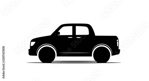 Side profile silhouette of a modern four door pickup truck vector