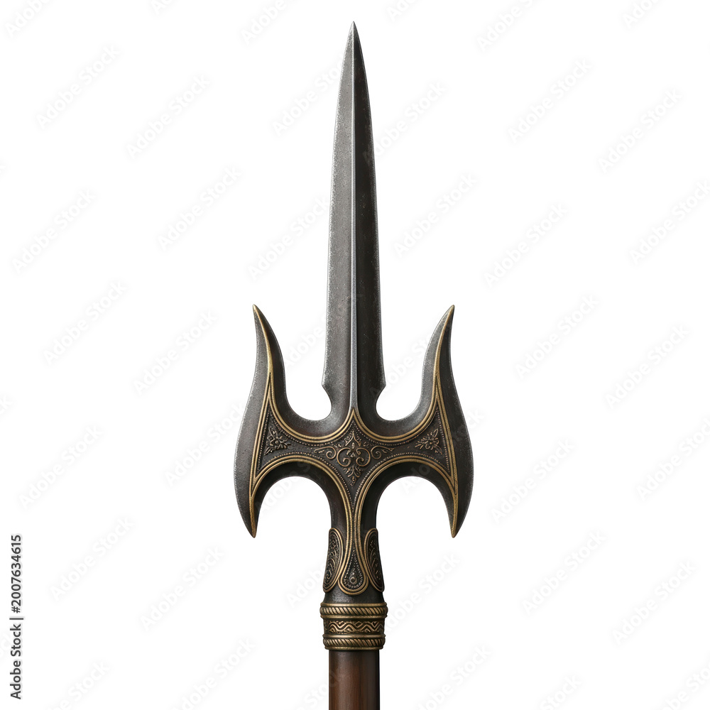 Fototapeta premium Ornate medieval halberd weapon with elaborate metalwork