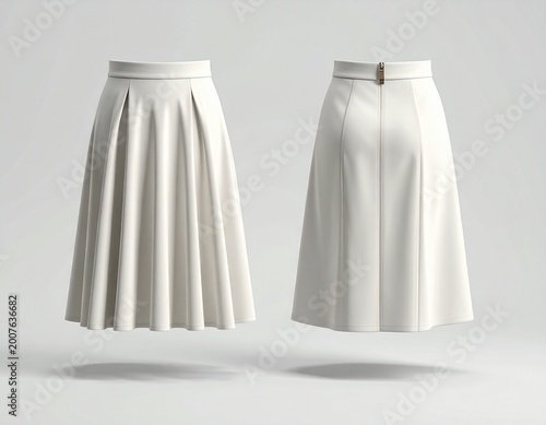 soft white pleated skirt front and back elegant minimal studio lighting fashion apparel mockup