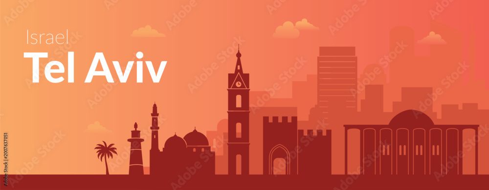 Fototapeta premium Discover and explore the vibrant, bustling cityscape of Tel Aviv, Israel, today
