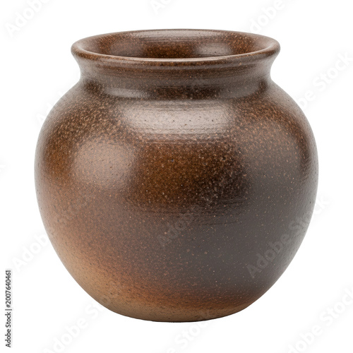 Brown ceramic pot with speckled glaze