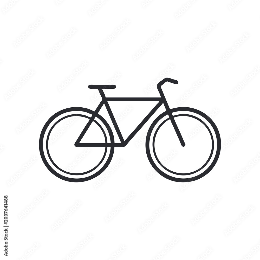 Obraz premium Minimal bicycle icon with simple wheels and frame. Clean flat SVG design ideal for transport, fitness, eco mobility, delivery, and travel-related graphics.