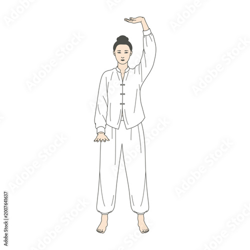 Baduanjin qigong pose Separating Heaven and Earth