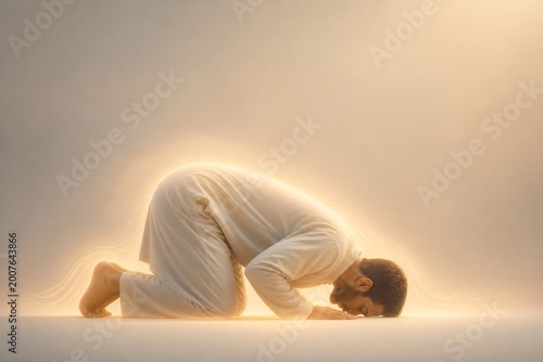 Serene prostration in soft light