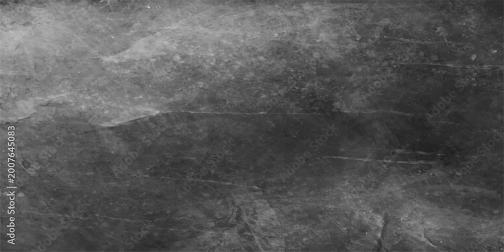 Fototapeta premium An aged vintage paper texture with a dark black and white grunge pattern on a rough grey concrete wall surface for a dirty stone background