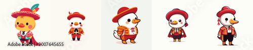 cute duck vector wearing Spanish matador costume