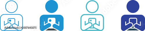 Fotografía Person holding smartphone icon set showing mobile app usage online communication