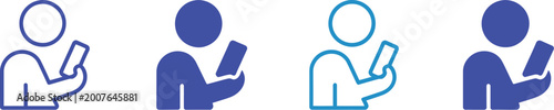 Fotografija Person holding smartphone icon set mobile app usage online communication and dig