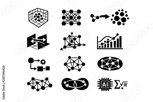 Symbol representation latent hidden analytics structure diagram workflow vector icon space