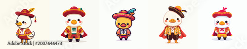 Foto cute duck vector wearing Spanish matador costume