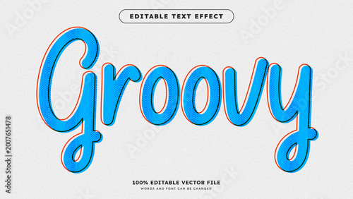 Groovy Vintage editable text effect Retro classic style premium vector