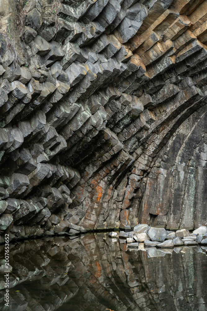 Fototapeta premium Geometric patterns created by basalt rocks in Genbudo Park