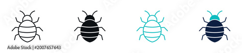 Fotografía Bug insect icon set, small beetle or pest symbol in line and flat style