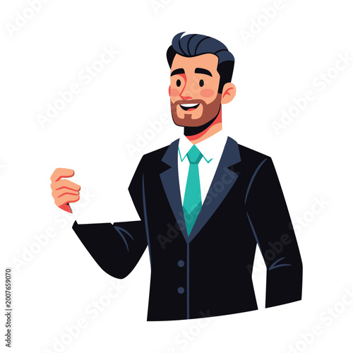 Happy Professional Man Holding Blank White Paper