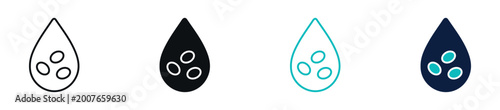 Konstfotografi Blood cells icon set, red blood cell and fluid drop concept in line and flat style