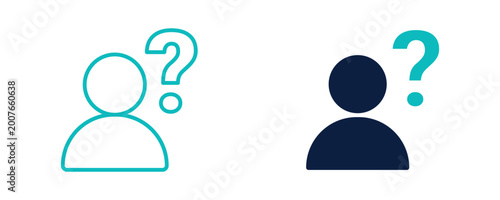 Bild auf Leinwand User help icons, person with question mark symbol, support and assistance concep