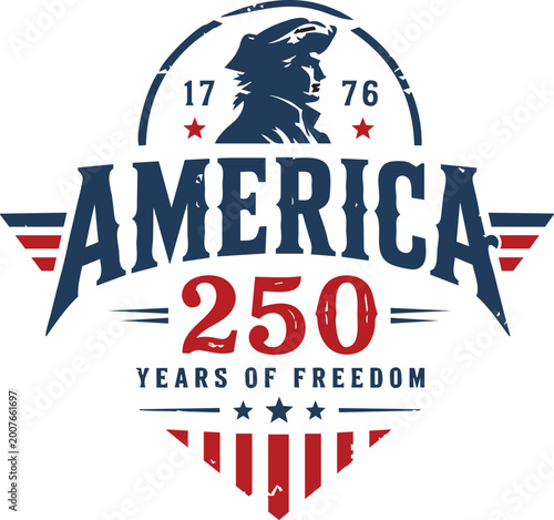 USA 250th Anniversary Patriotic Badge with Eagle and Stars, 1776 to 2026 Independence Day Celebration Graphic