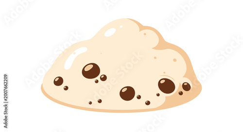 Cartoon style raw cookie dough with chocolate chips illustration