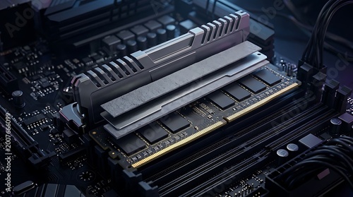 High performance computer RAM modules installed on a motherboard for advanced gaming and professional computing tasks
