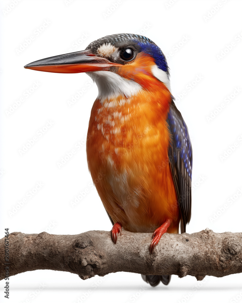 Fototapeta premium An isolated kingfisher. Isolated on flat white background