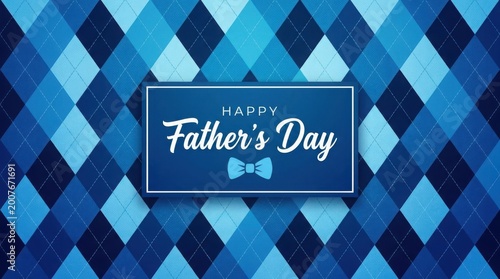 Happy father's day card with argyle background