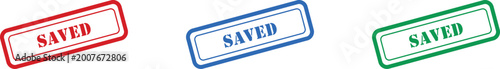 Valokuva Three distinct rubber stamp impressions showcase the word SAVED in bright red, b