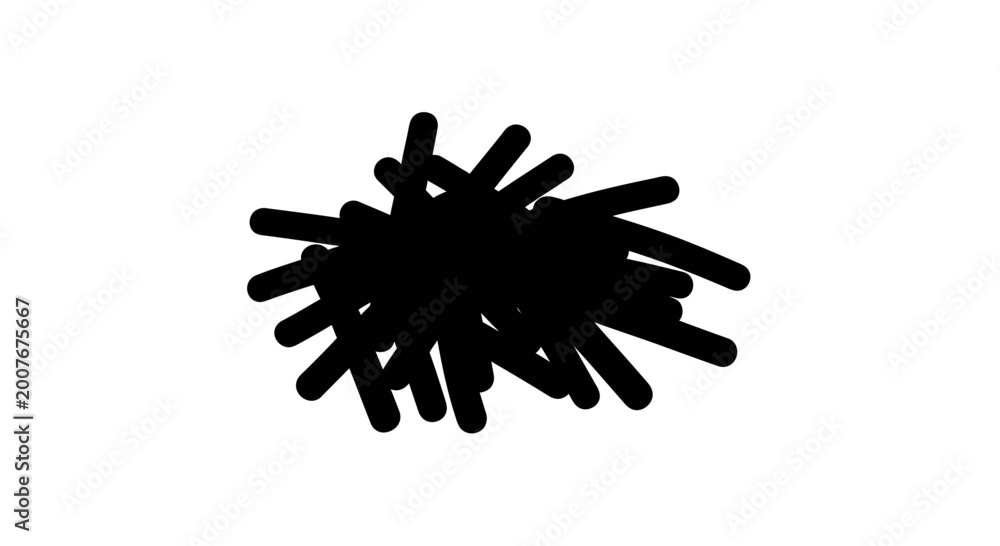 Fototapeta premium Messy pile of rods or sprinkles silhouette vector illustration
