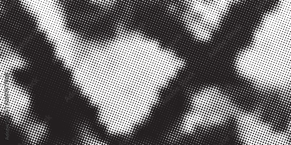 Fototapeta premium Illustration white gray dotted halftone wave texture, modern tech background, abstract flowing dot pattern, futuristic digital backdrop. illustration art