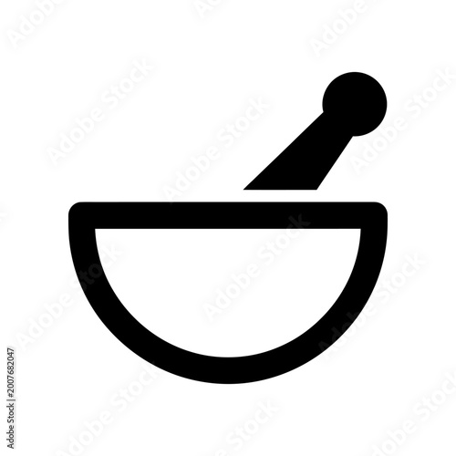Minimalist mortar and pestle icon isolated on white background vector