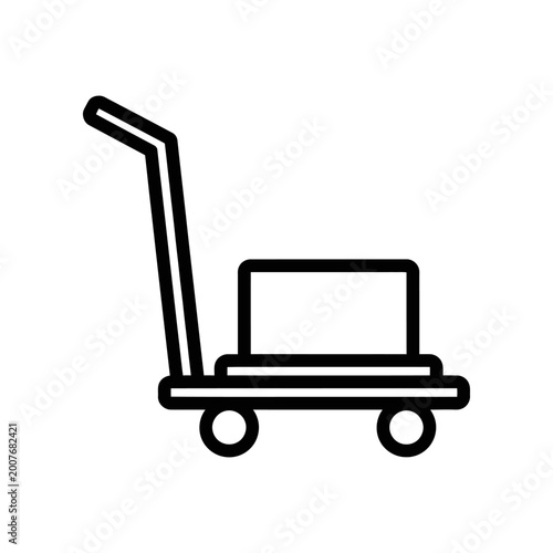 Hand truck cart vector illustration isolated black line art transport equipment