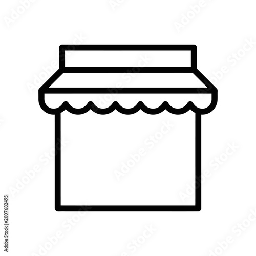 Food truck awning isolated white background minimalist design vector illustration