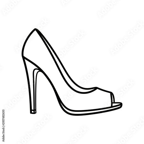 Black high heel shoe flat vector illustration fashion design stylish footwear