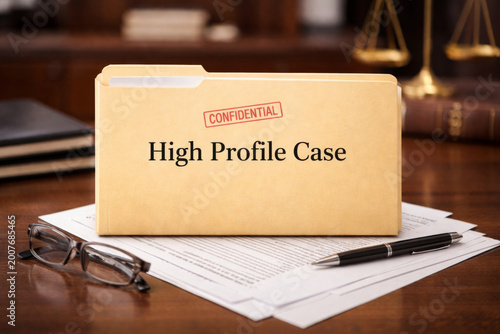 Confidential folder labeled high profile case on investigation files records
