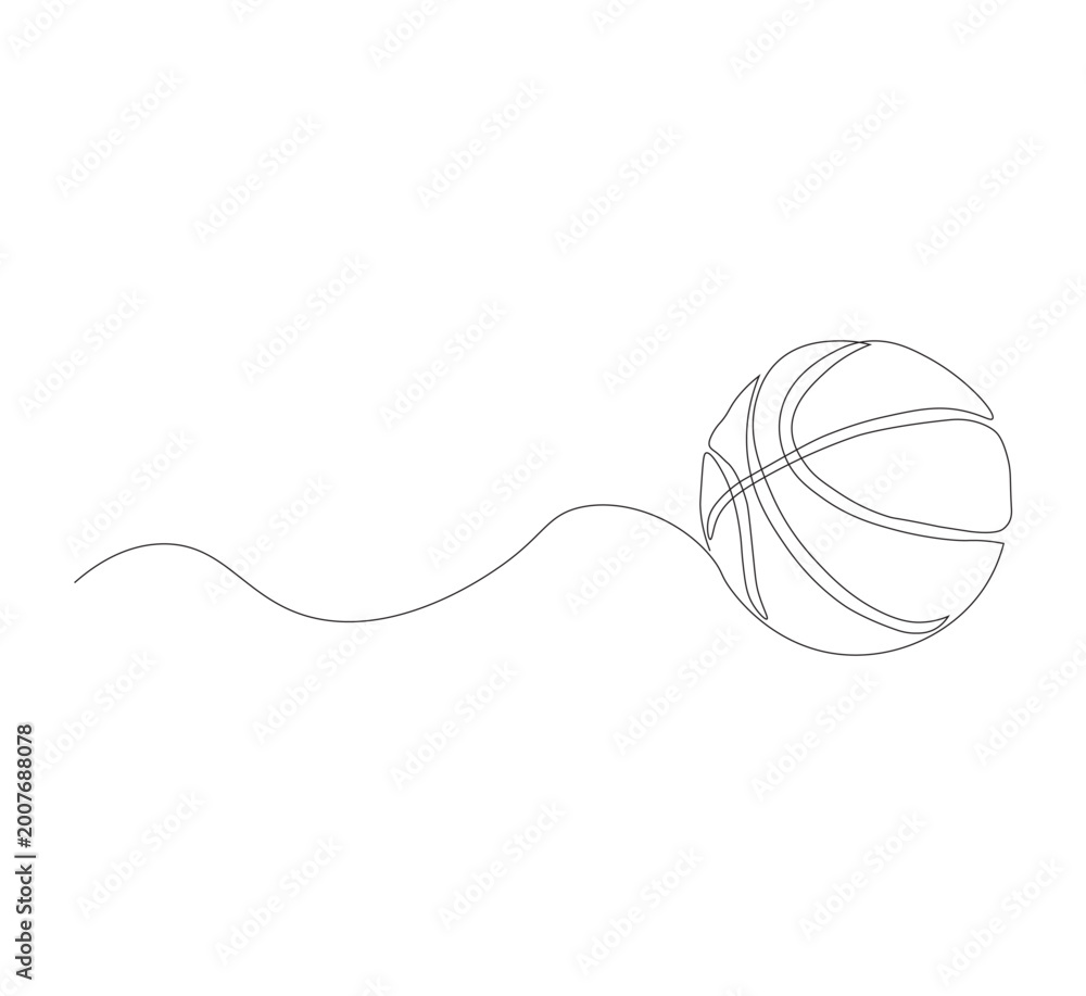 Obraz premium Continuous Single Line Drawing of a Basketball – Minimalist Sports Illustration and Athletic Design