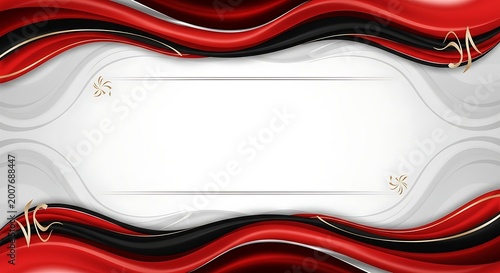 Elegant Red and Black Wavy Design with White Center.