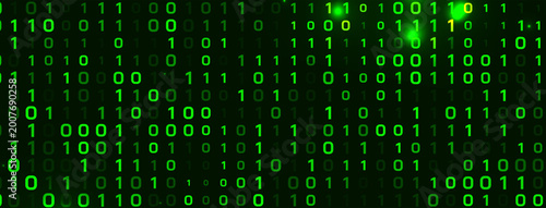 Modern Binary code concept digital green banner for programming and coding