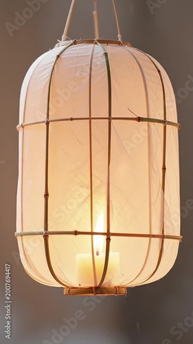 Japanese paper lantern with warm inner glow — coziness, harmony, and traditional aesthetics in gentle illumination