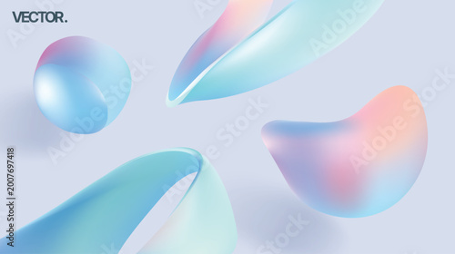 Pastel 3D Fluid Shapes - Iridescent Gradient Abstract Background for Modern Design