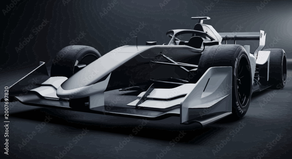 Naklejka premium Sleek Racing Car Front View.