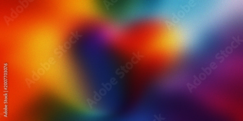Fotografie Abstract blurry heart shape with vibrant rainbow colors and grainy texture for expressive valentines day artistic celebration